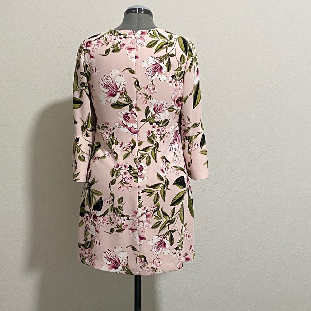 Luxury Pink Floral 3/4 Bell Sleeve Dress Wedding Mother of the Bride - Picture 2 of 3